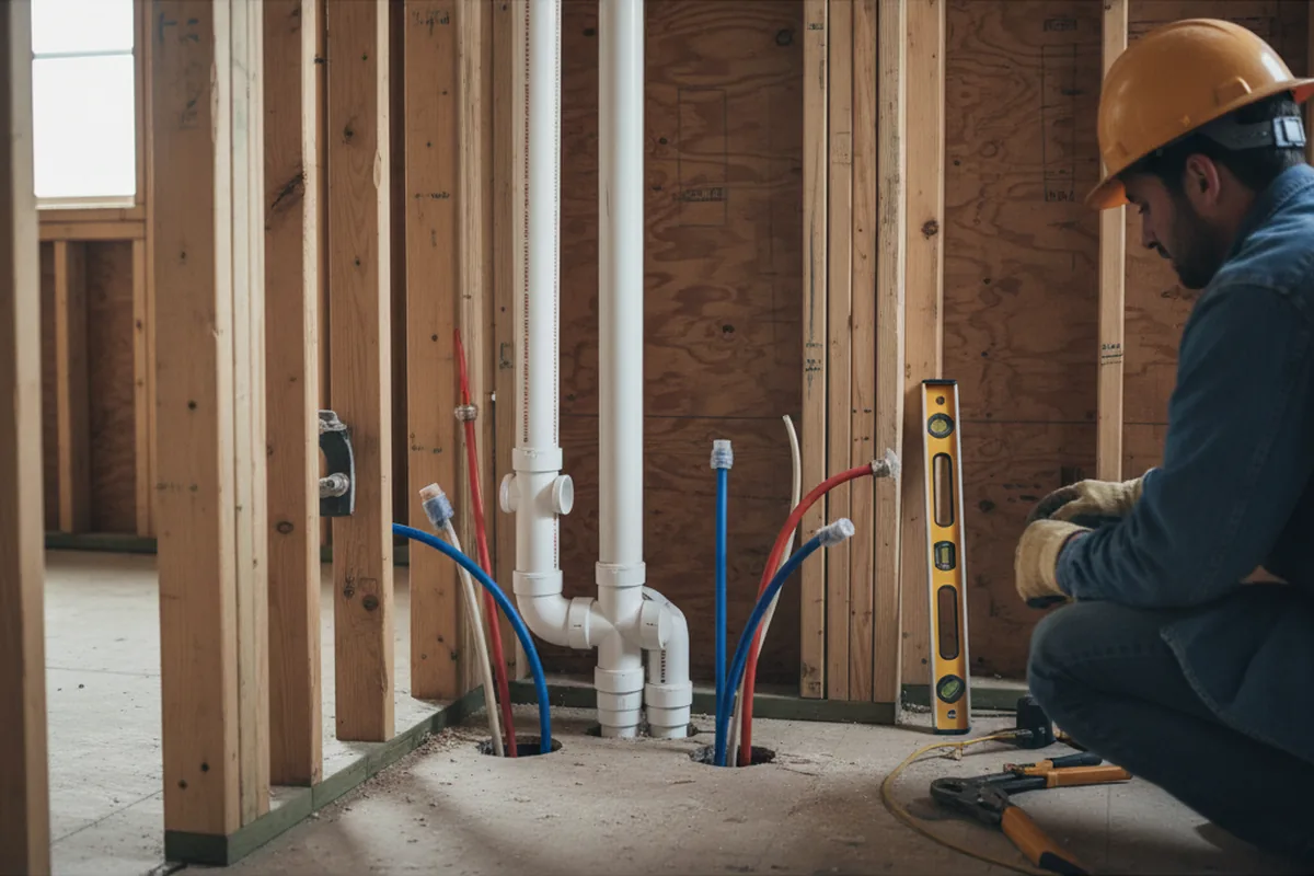 Drain and supply rough-in during Leak Detection in Cedarhurst